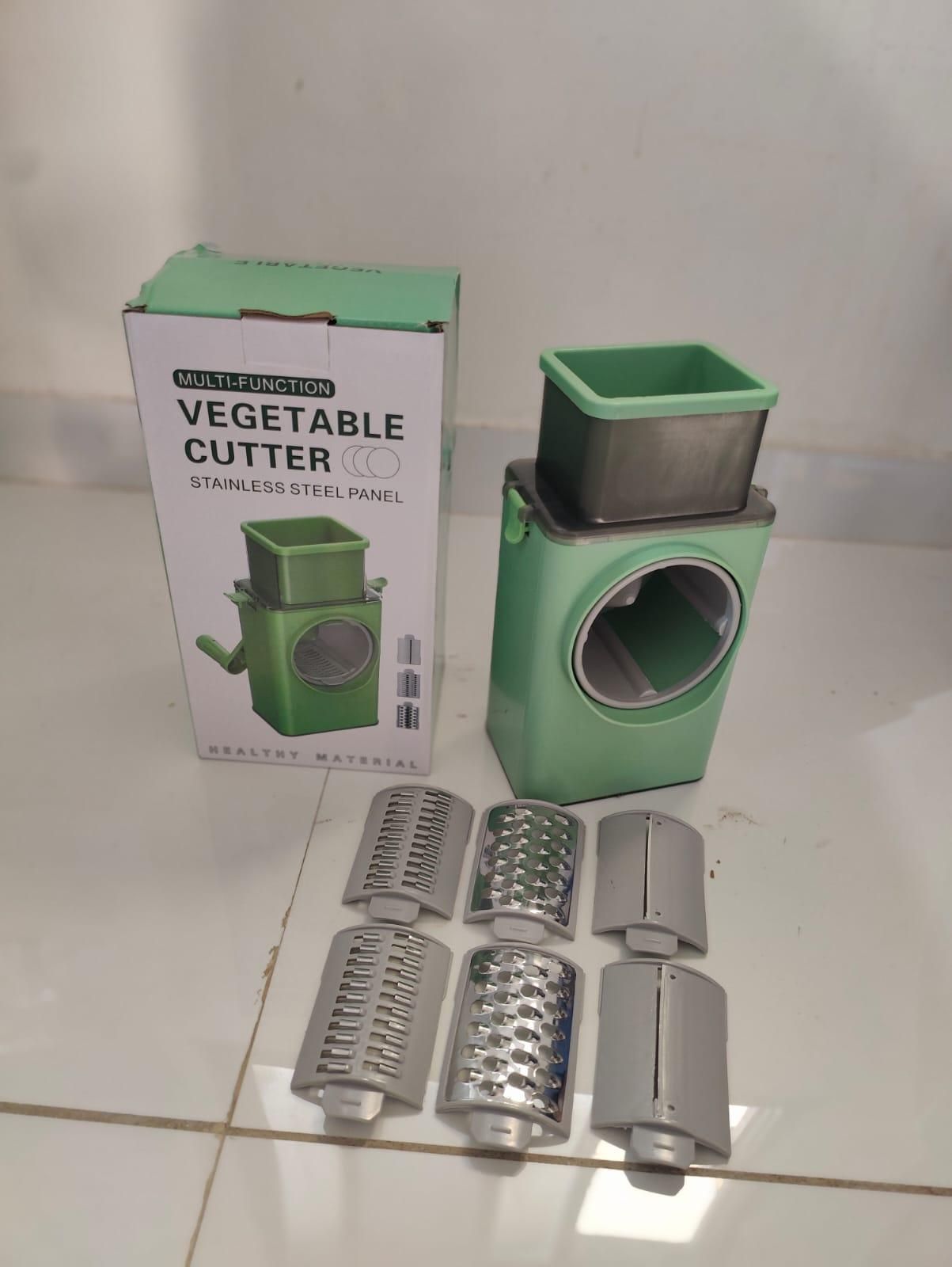 Manual Rotary Drum Vegetable Grater & Slicer – 3-in-1 Kitchen Cutter with Stainless Steel Blades